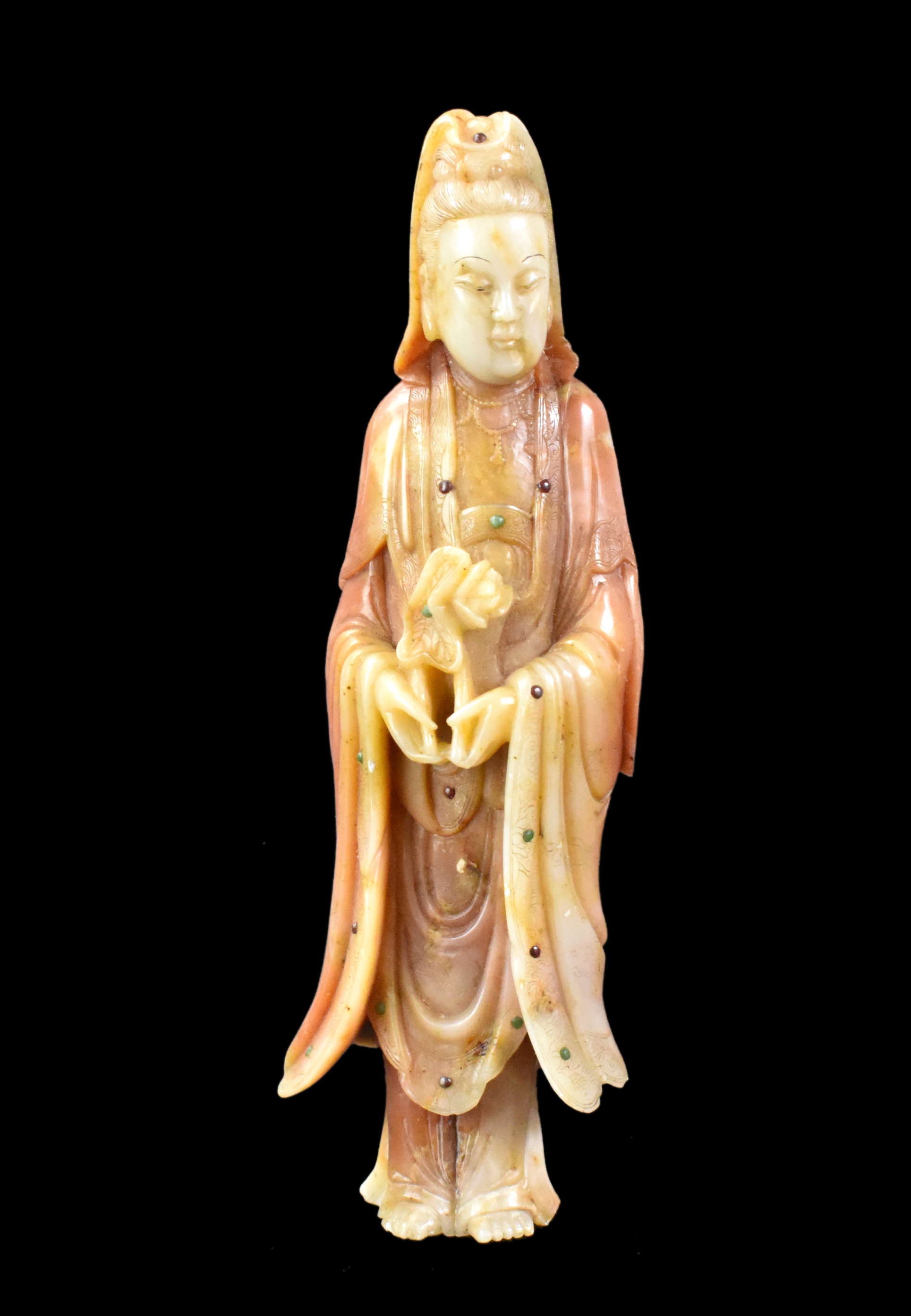 CHINESE SOAPSTONE FIGURE OF GUANYIN QING 301d46