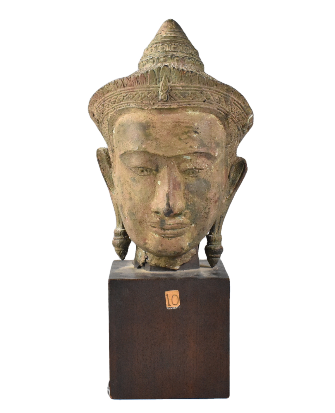 THAILAND LOPBURI BRONZE HEAD OF BUDDHA,19TH