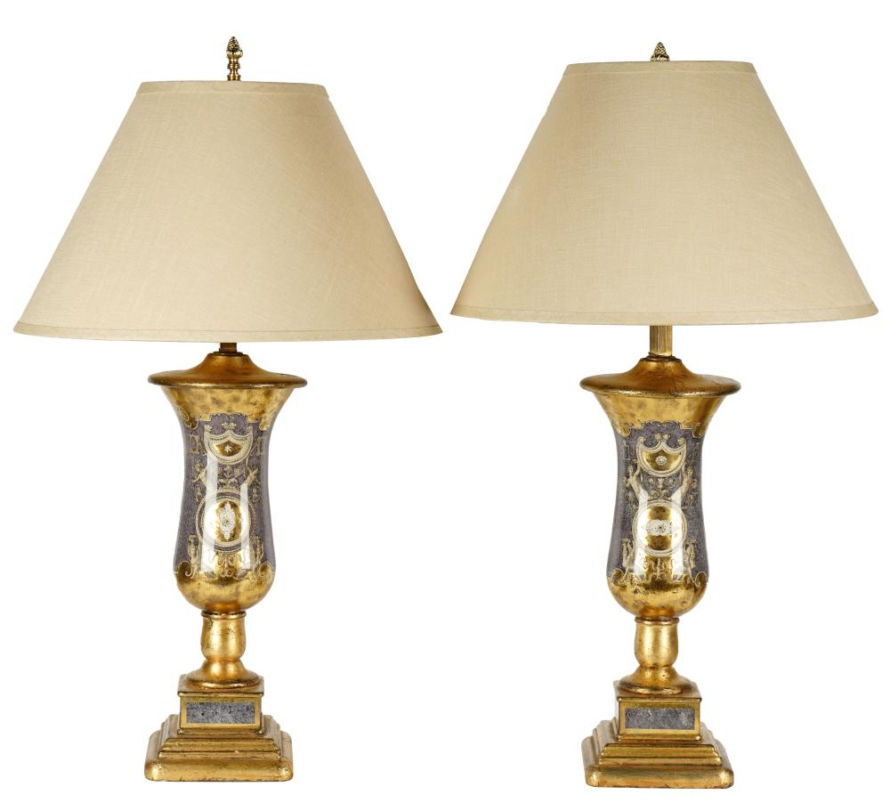 PAIR OF FRENCH EGLOMISE TABLE LAMPS1940s;