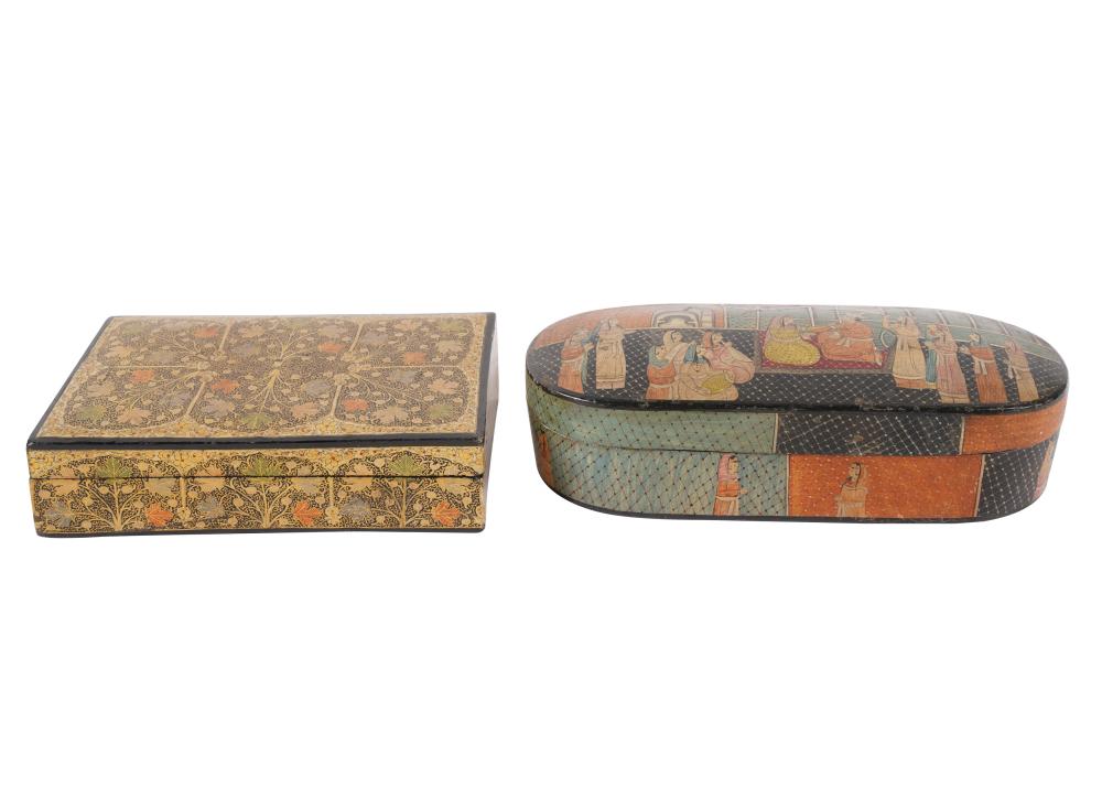 TWO INDIAN LACQUERED BOXESthe first: