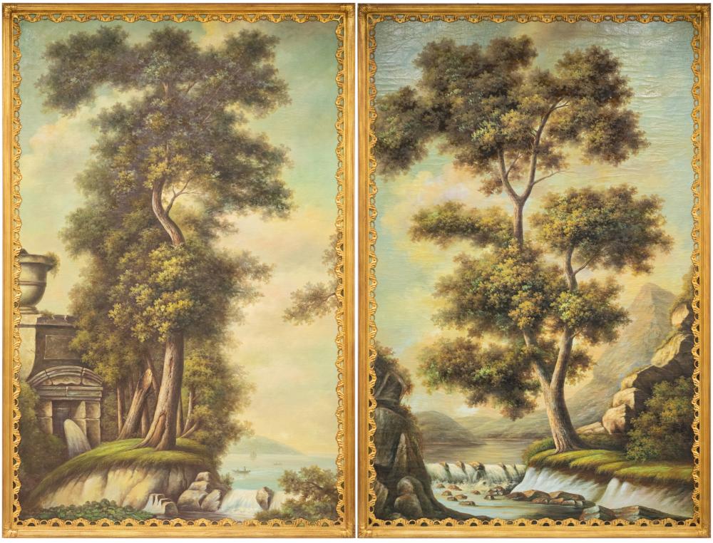 PAIR OF LARGE CONTINENTAL LANDSCAPE