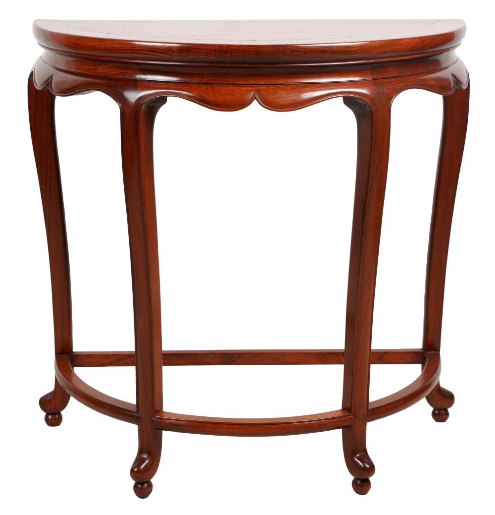 CHINESE HARDWOOD DEMILUNE TABLE20th