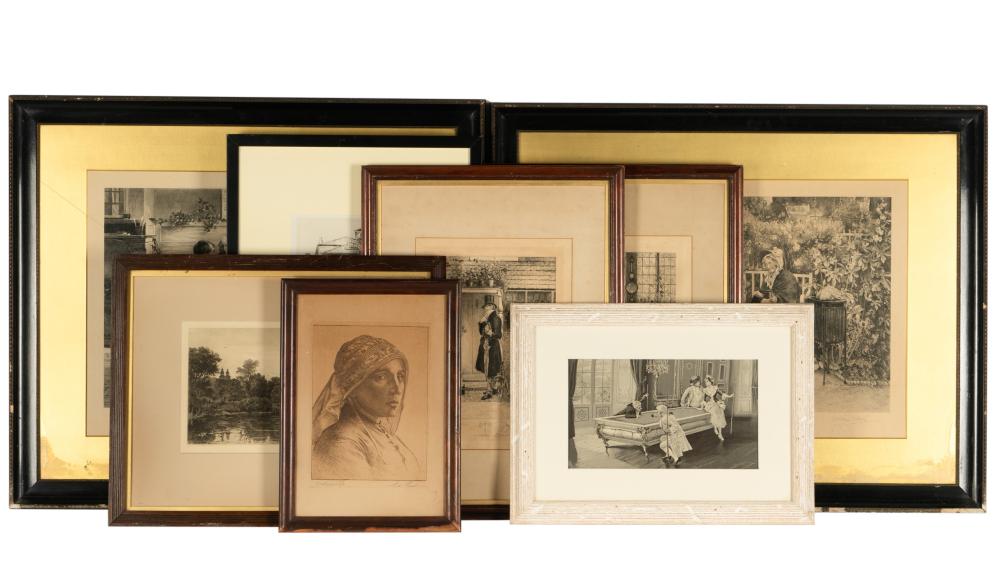 COLLECTION OF ANTIQUE FRAMED ETCHINGScomprising 301ebf