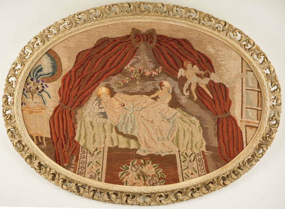 OVAL TAPESTRY PANELmounted to board  301eca
