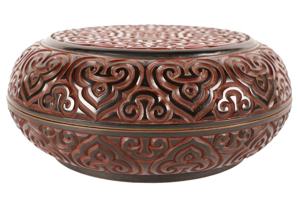 CHINESE LACQUERED ROUND BOXunsigned;