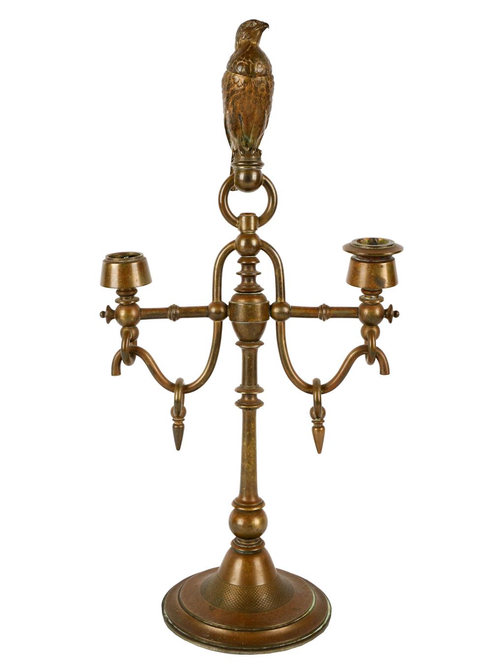 CONTINENTAL BRASS CANDELABRUMsurmounted