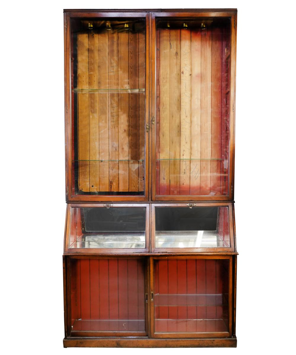 ANTIQUE MAHOGANY AND GLASS DISPLAY