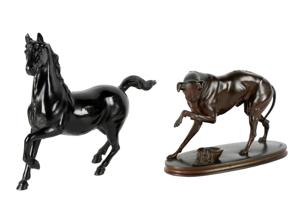 TWO PATINATED METAL ANIMAL FIGURESthe 301f6c