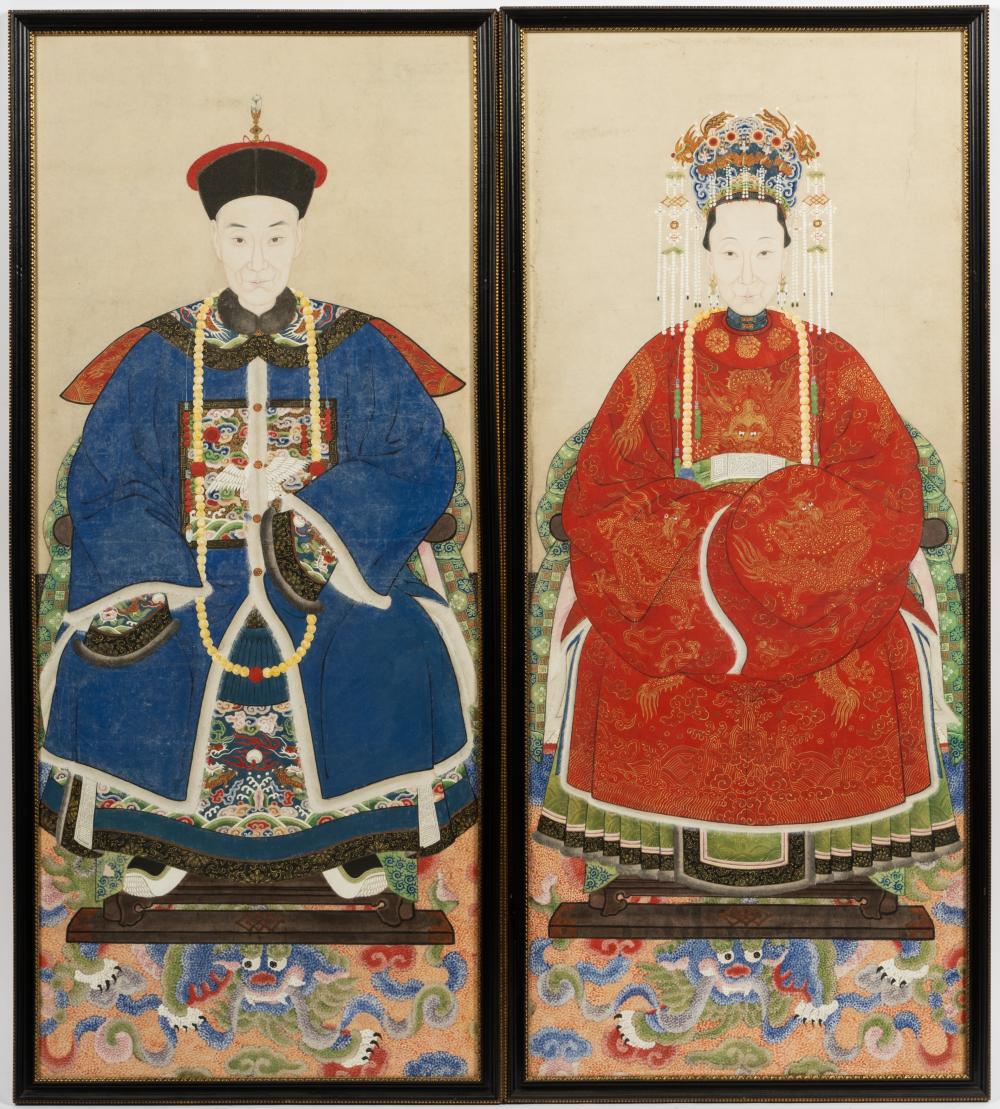 PAIR OF CHINESE ANCESTRAL PORTRAITSmixed 301f83