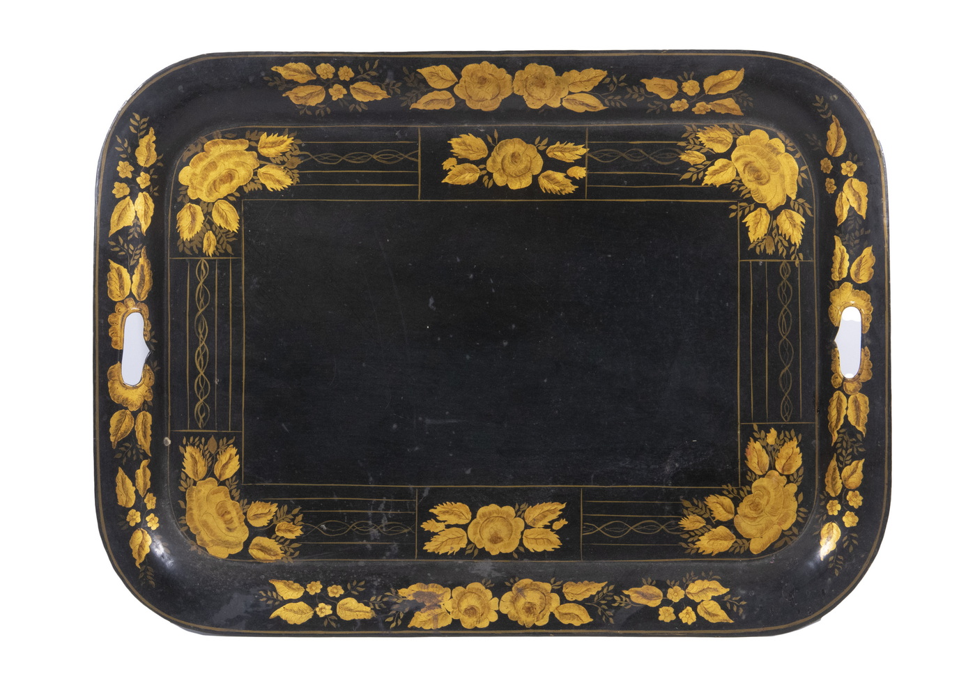 TOLE PAINTED TRAY 19th c. Rectangular
