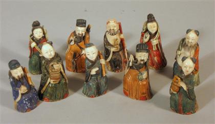 Group of ten Chinese carved tooth 4d400