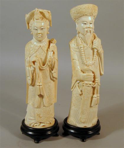 Pair of Chinese elephant ivory figures