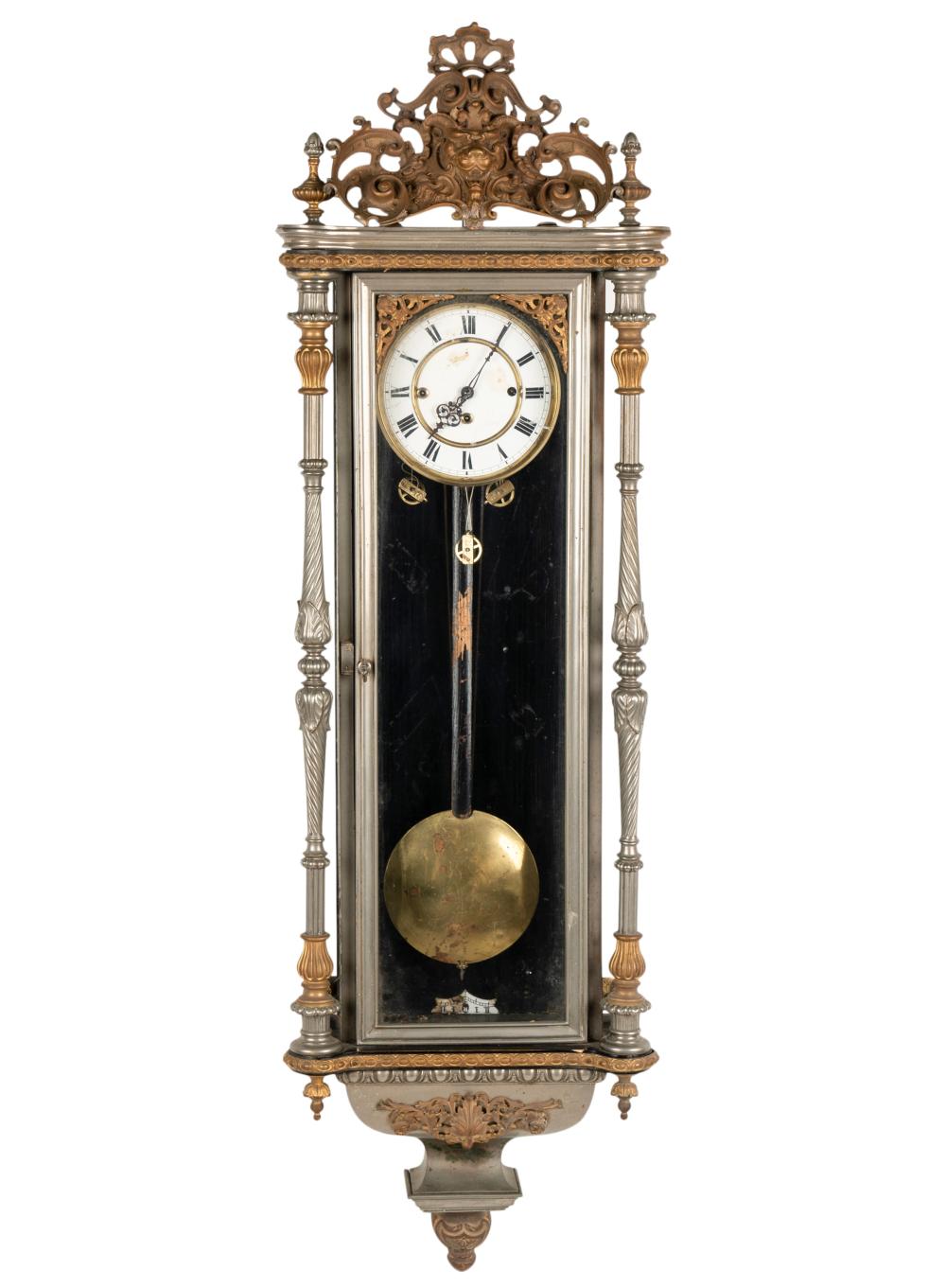 SILVERED AND GILT METAL WALL CLOCKSilvered 304848