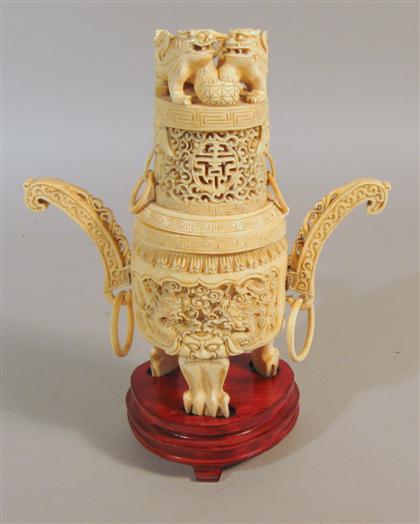 Chinese elephant ivory censer    Of