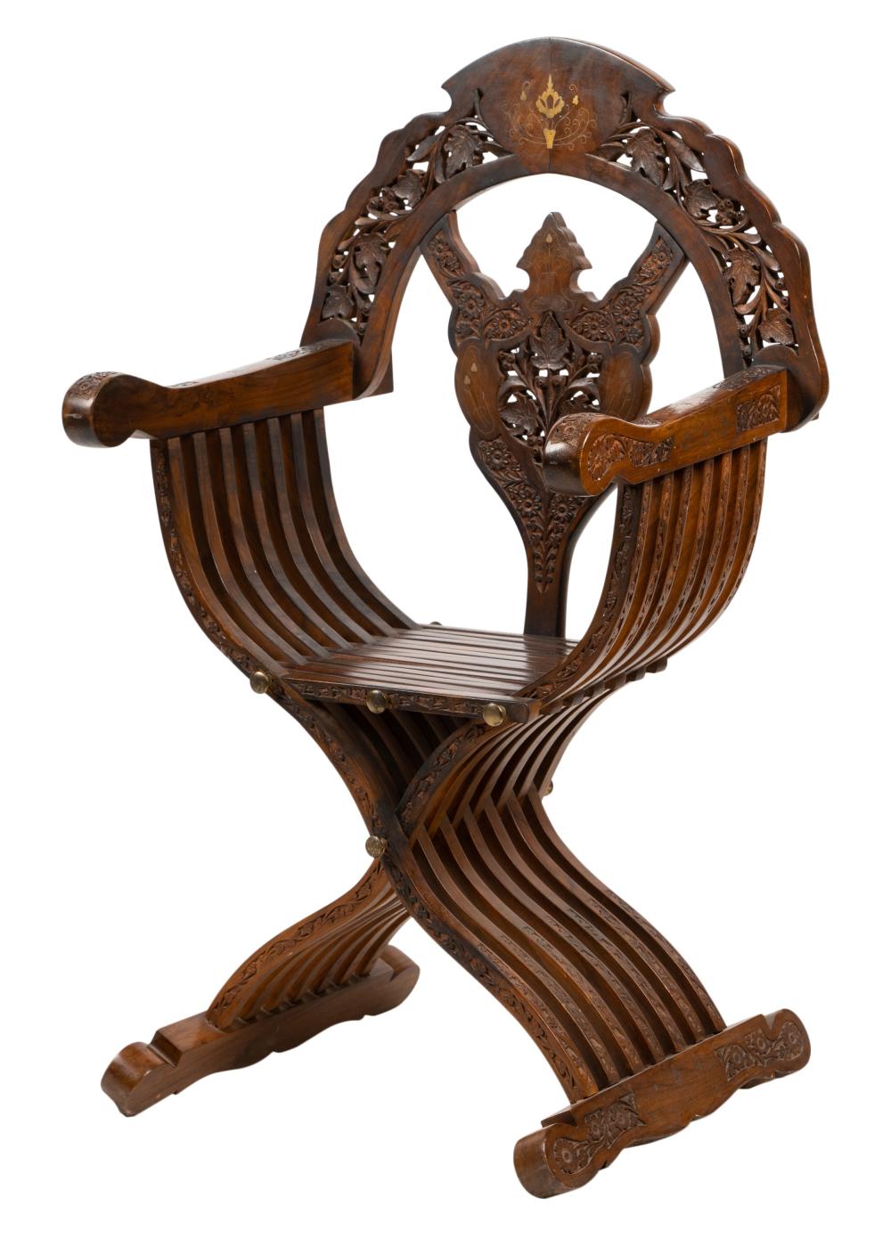 ANGLO INDIAN SAVONAROLA STYLE CHAIRAnglo Indian 30485a