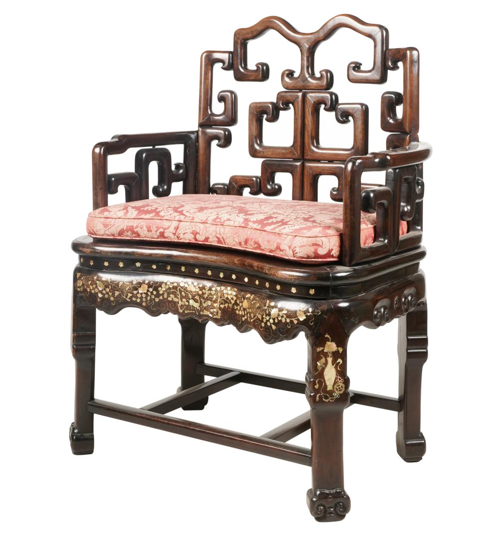 CHINESE CARVED HARDWOOD ARMCHAIRChinese 30488e