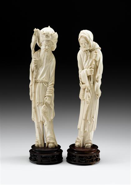 Large pair of elephant ivory figures