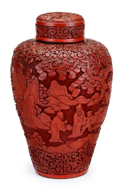 Chinese cinnabar lacquer covered