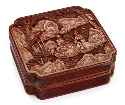 Large Chinese carved cinnabar box 4d417