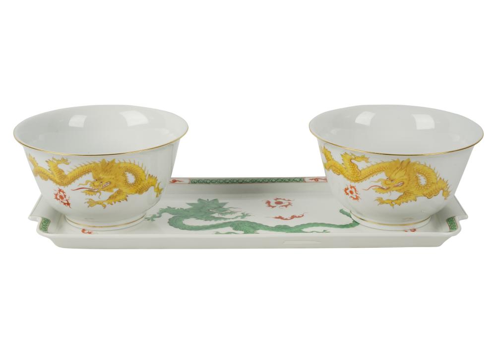 THREE PIECES OF MEISSEN MING DRAGON