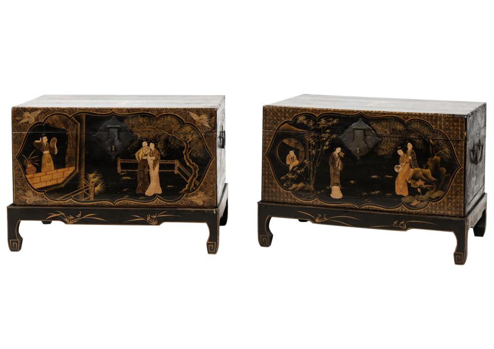 PAIR OF CHINESE LACQUERED TRUNKS 30491c