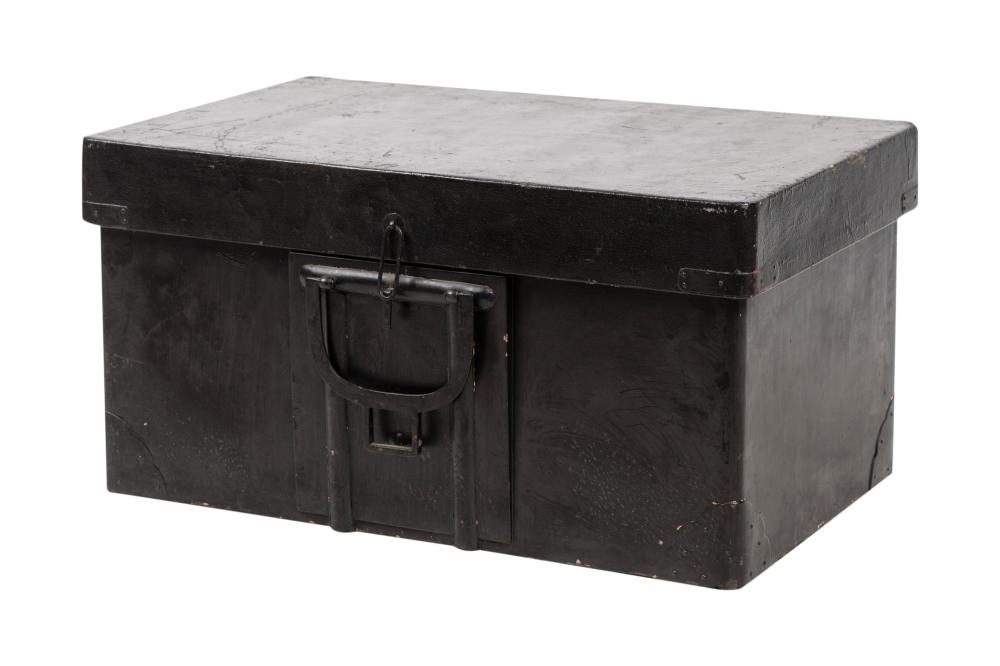 SMALL BLACK LEATHER-WRAPPED TRUNKSmall