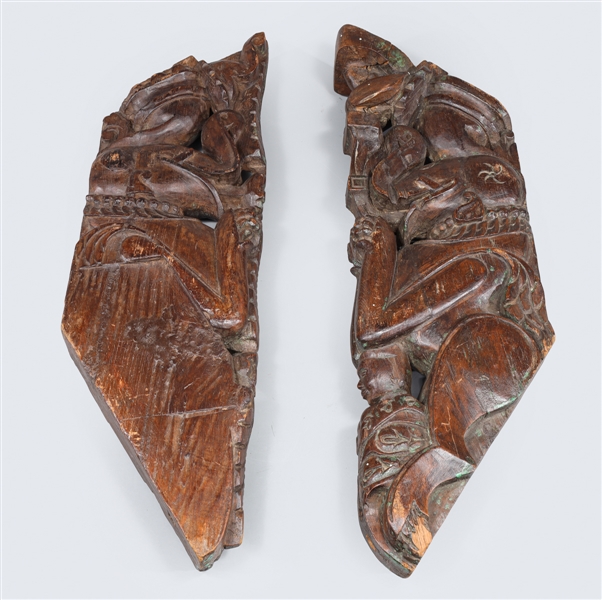 Pair of carved architectural salvage 30491f