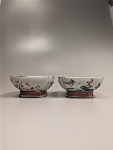 Pair of Chinese Qing-style enameled