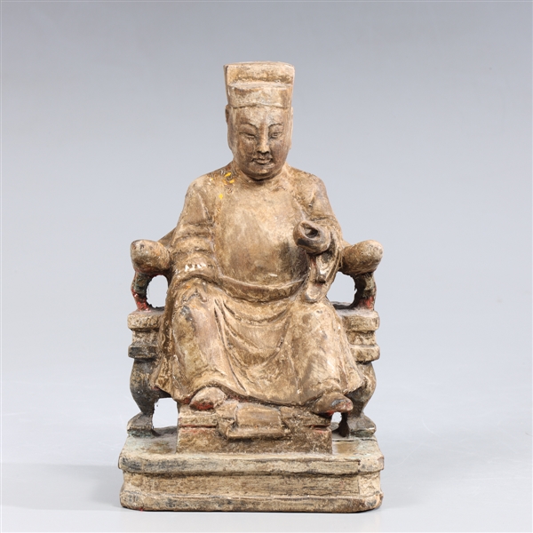 Antique Chinese carved wood seated