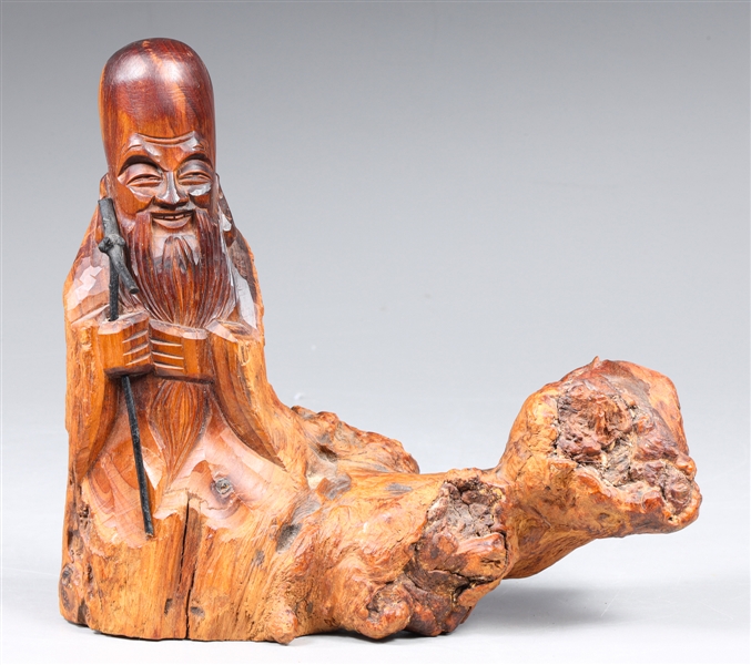 Chinese carved burl wood Shou Lao 304999