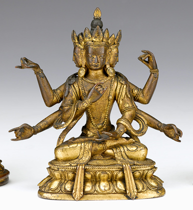 Good Sino Tibetan gilt bronze deity 4d434