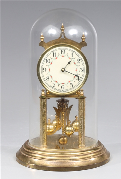 Brass German dome clock with enamel