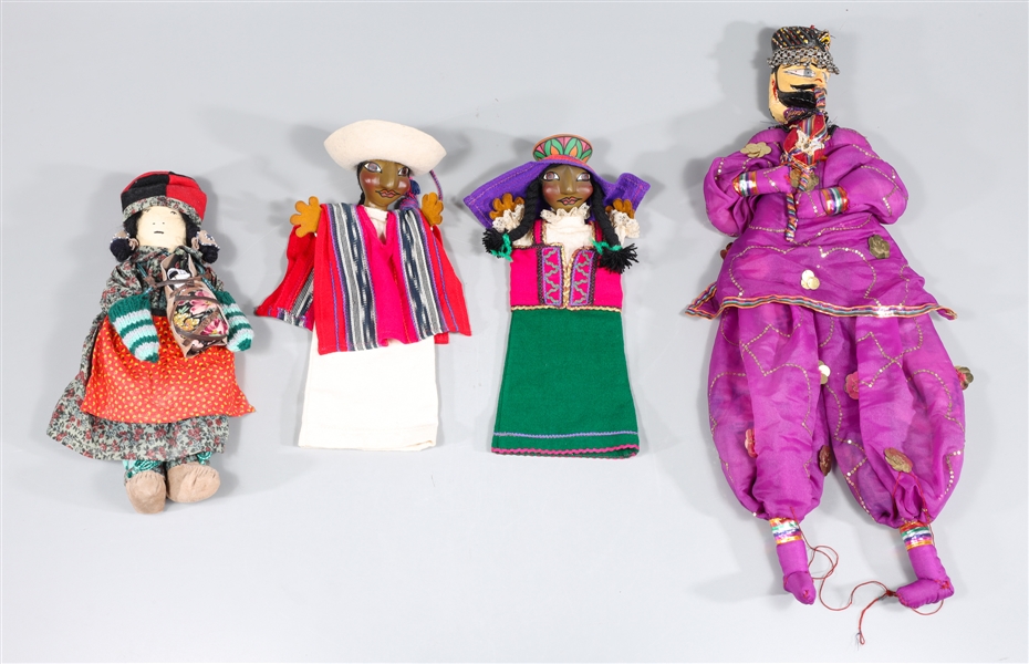 Group of four hand crafted folk