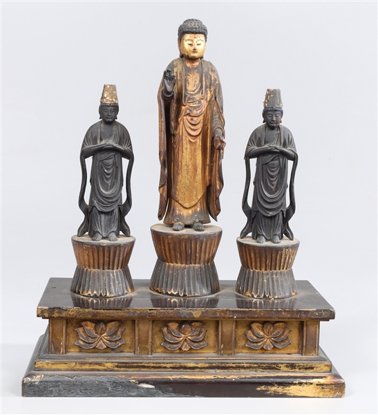 Antique Japanese carved wood Buddha