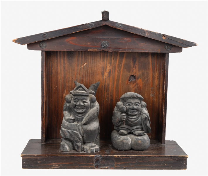 Antique Japanese carved wood figures