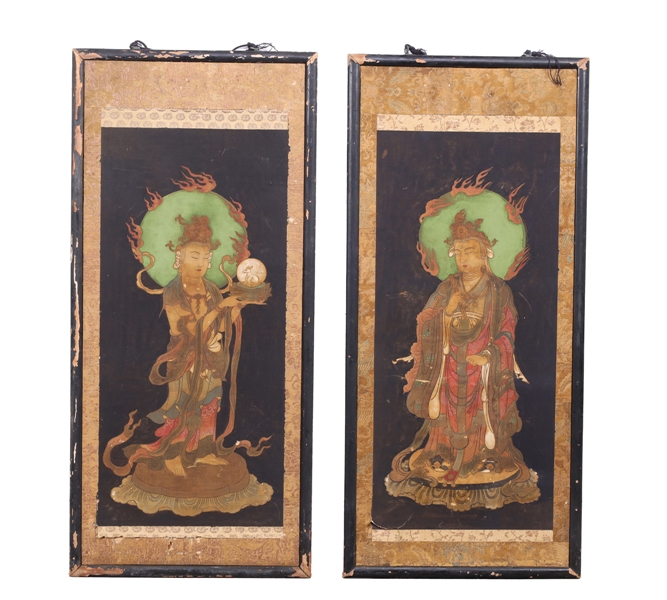 Pair of antique Chinese mounted