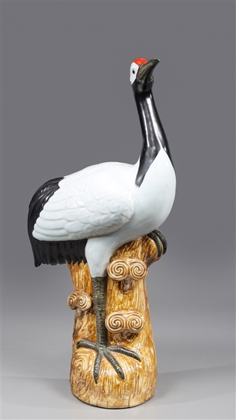 Chinese ceramic crane figure perched 304abb