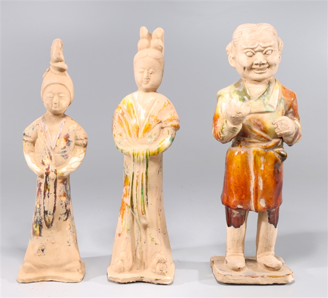 Three Chinese glazed standing pottery 304ada
