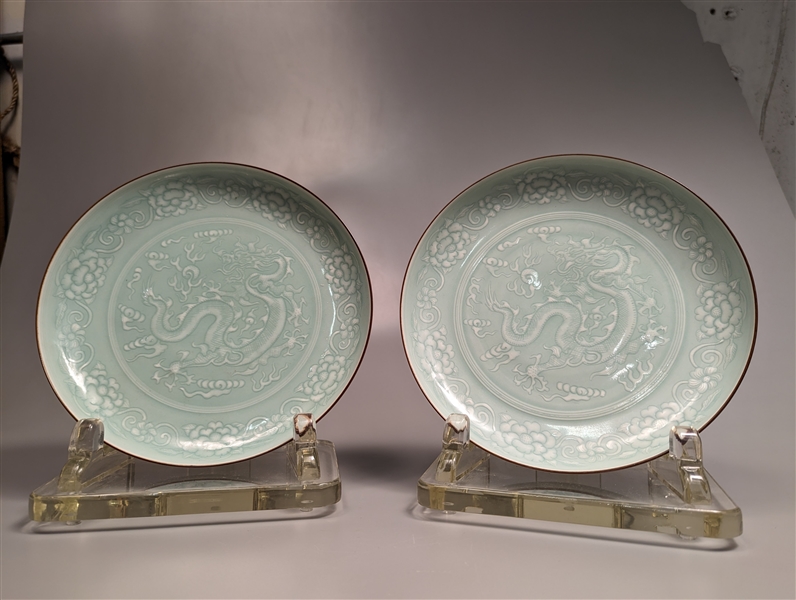 Pair of Chinese Yongzheng-style celadon