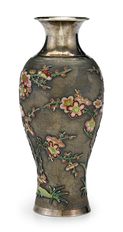 Chinese enamel and silver vase 4d44c