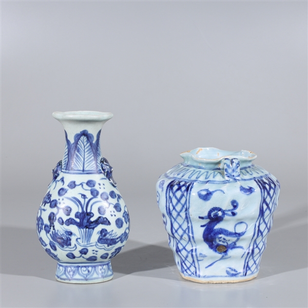Two Chinese blue and white vases;