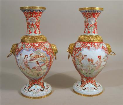 Pair of Chinese gilt-metal and