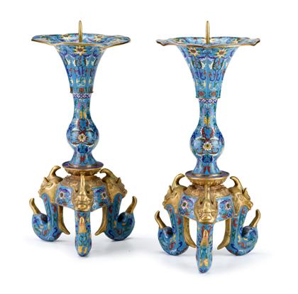 Pair of Chinese gilt metal and