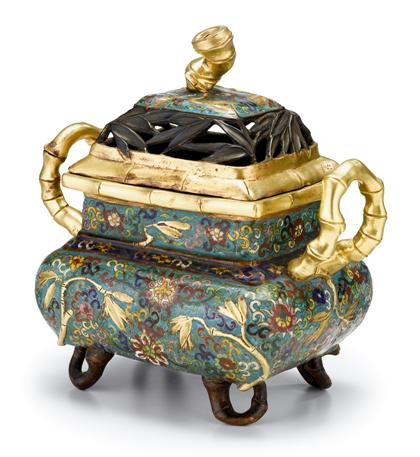 Large Chinese gilt bronze and enamel