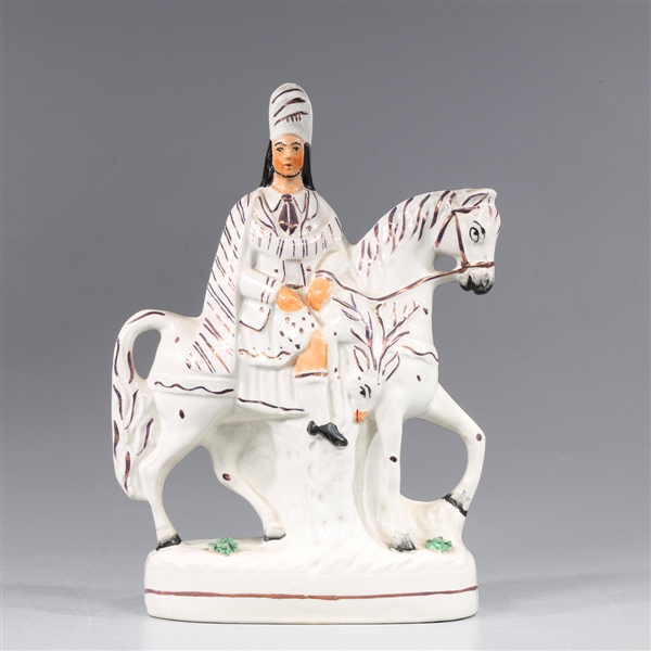 Large vintage porcelain figure on horseback;
