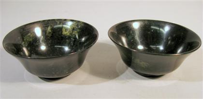 Pair of green hardstone bowls  4d45f