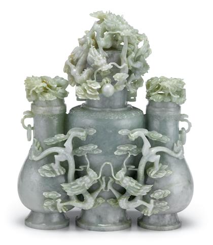Large Chinese green jadeite triple 4d47e