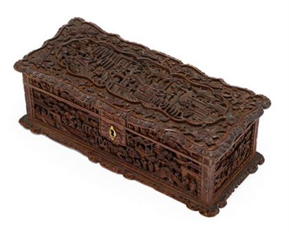 Chinese carved sandalwood box 