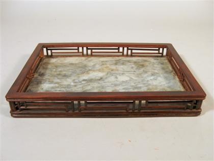 Chinese hardwood and marble tray 4d4a4