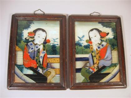 Pair of Chinese reverse paintings